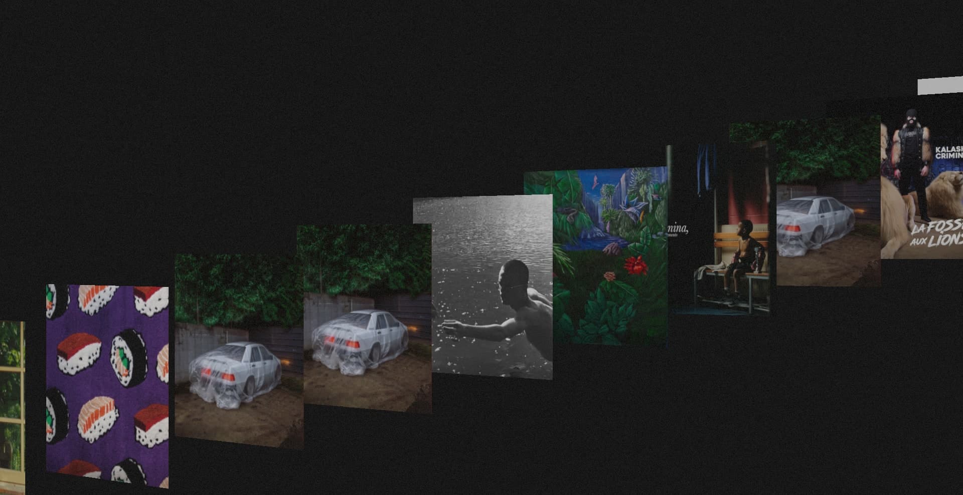 Interactive Playlist: the album covers lined up in 3D