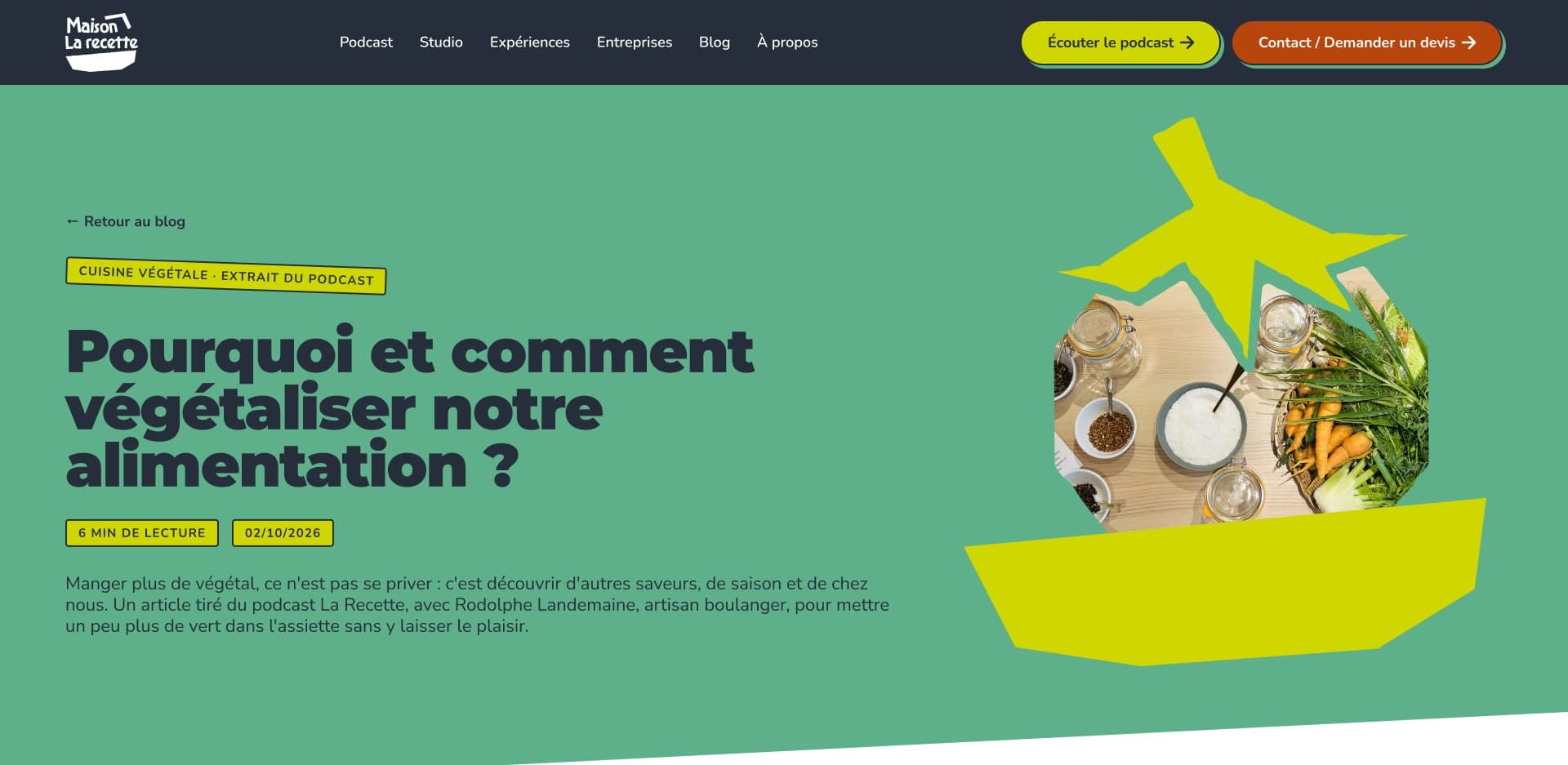 La Recette website, blog article page
