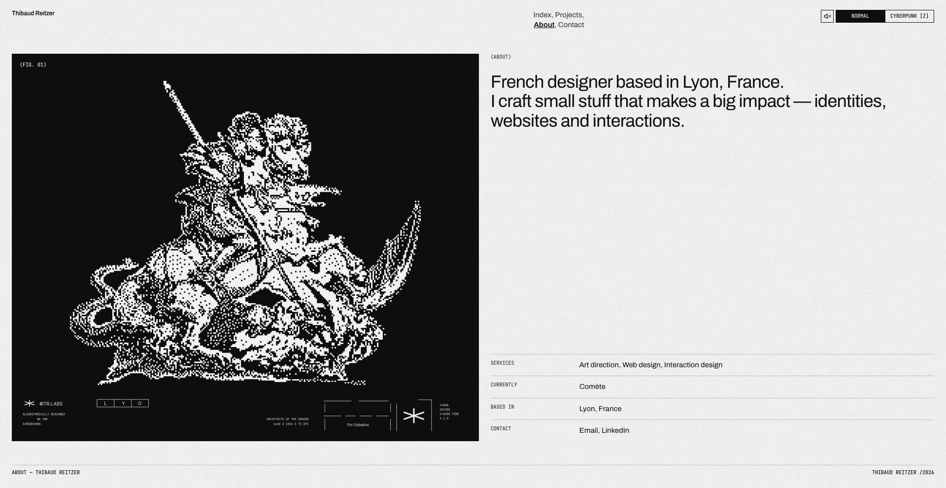 Portfolio, Normal theme: the About page